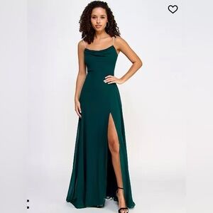 NWT City Studio Deep Forest with Faux Pearl Straps Maxi Dress Size 9/10